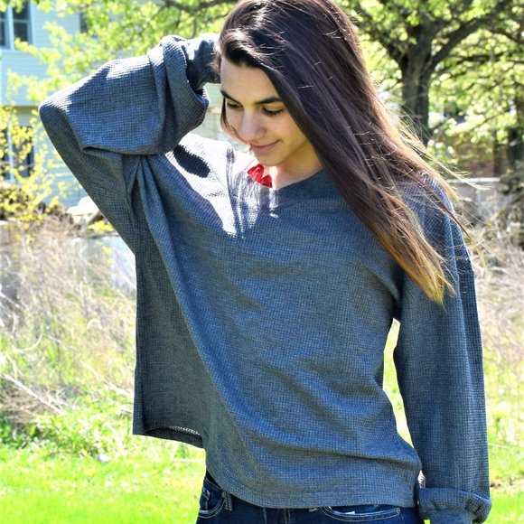 Grey Waffle Knit Longsleeve - Picture 2 of 3